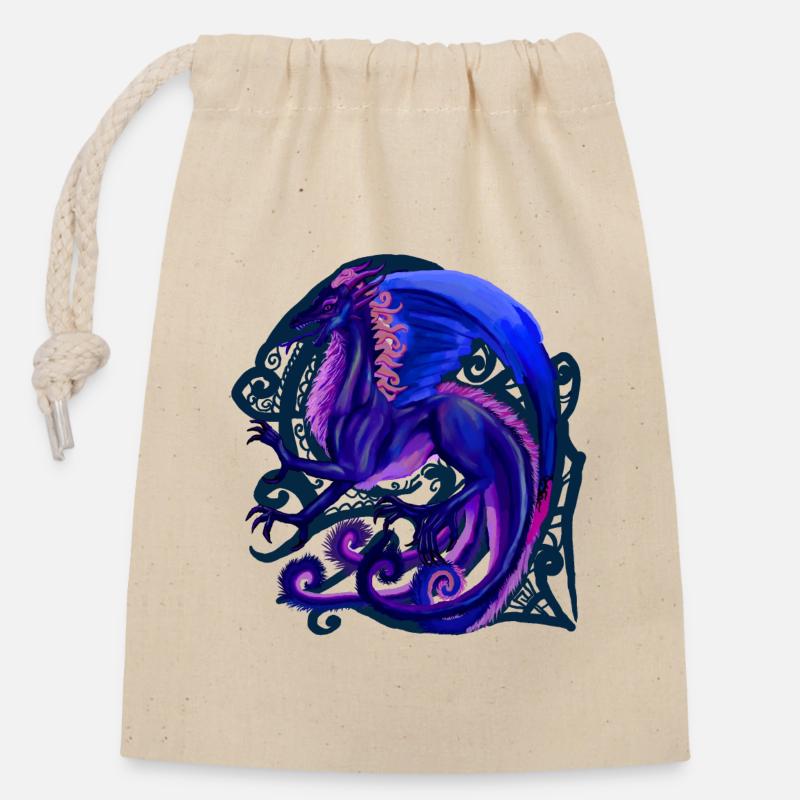 blue dragon - Closable cotton gift bag (14x20cm) - nature