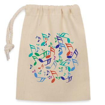 Bunte Musiknoten - Verschließbarer Geschenkbeutel aus Baumwolle (14x20cm) - Natur - Vorne