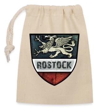 Rostock - Greif - Hansestadt Rostock - Verschließbarer Geschenkbeutel aus Baumwolle (14x20cm) - Natur - Vorne