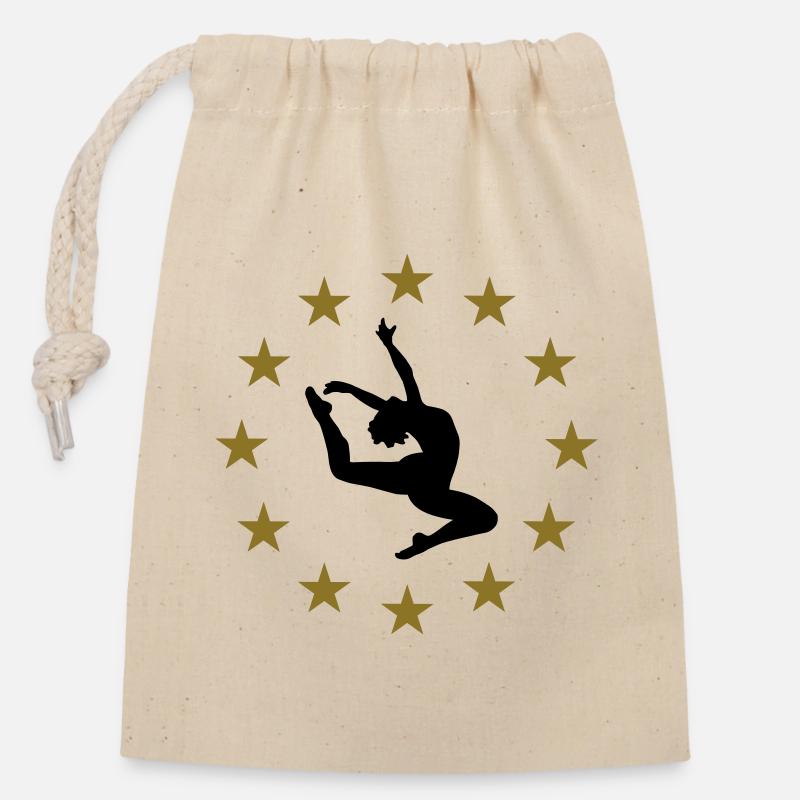 Danseur & Étoiles - Sac cadeau en coton avec cordon (14 x 20 cm) - nature
