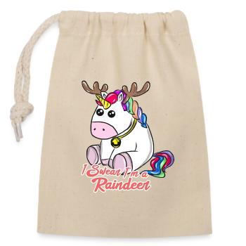 Christmas Unicorn - Closable cotton gift bag (14x20cm) - nature - Front