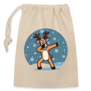 Sweet Dab Dabbing Reindeer Dancing Christmas Xmas - Closable cotton gift bag (14x20cm) - nature - Front