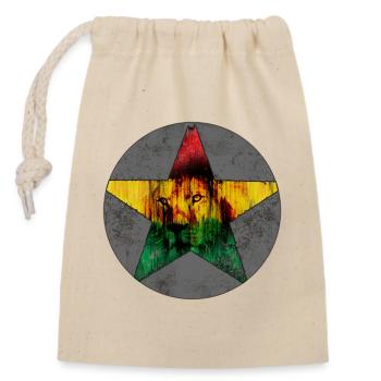 Löwenporträt mit afrikanischer Flagge - Verschließbarer Geschenkbeutel aus Baumwolle (14x20cm) - Natur - Vorne