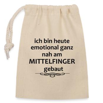 Today emotionally built very close to the middle finger - Closable cotton gift bag (14x20cm) - nature - Front