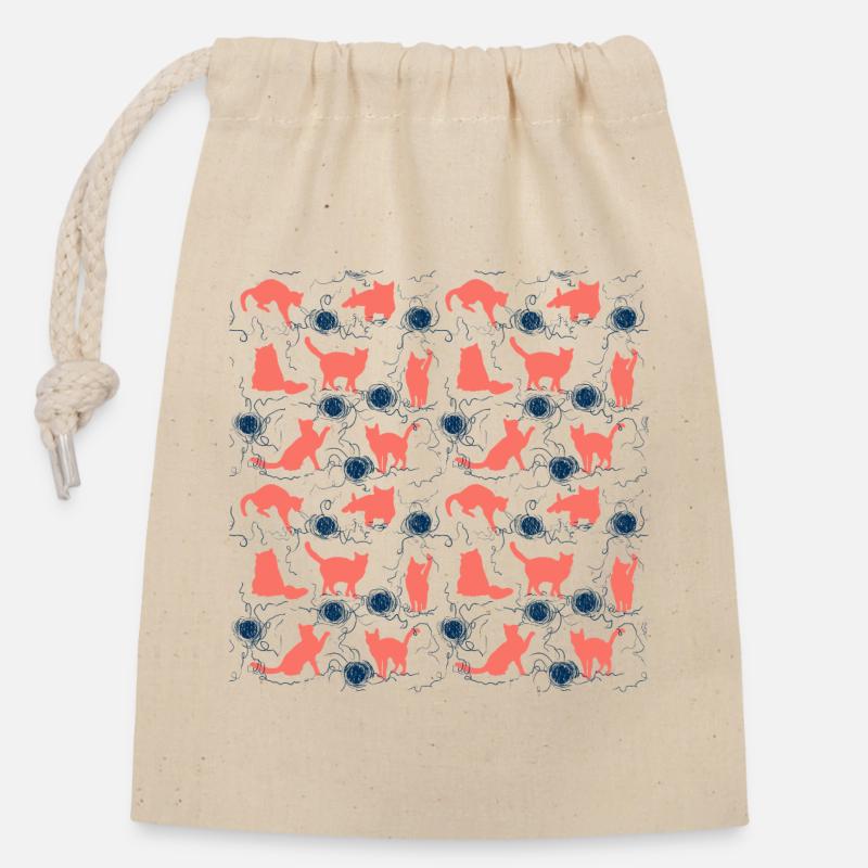 coral kittens - Closable cotton gift bag (14x20cm) - nature