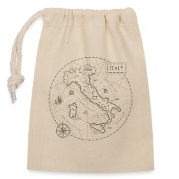 Vintage Karte Italien - Verschließbarer Geschenkbeutel aus Baumwolle (14x20cm) - Natur - Vorne