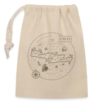 Vintage Karte Kreta - Verschließbarer Geschenkbeutel aus Baumwolle (14x20cm) - Natur - Vorne
