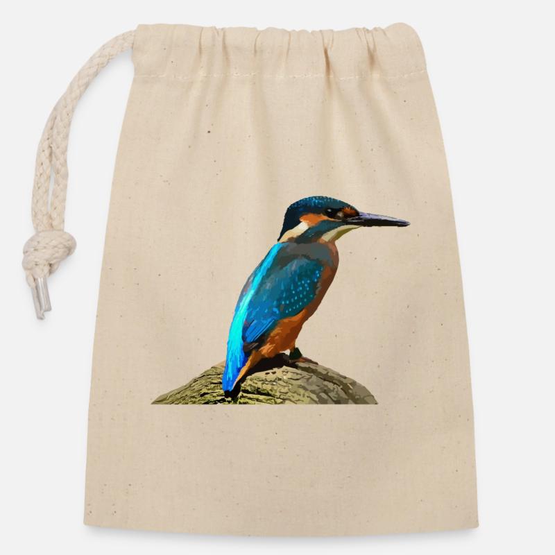 Kingfisher - Closable cotton gift bag (14x20cm) - nature