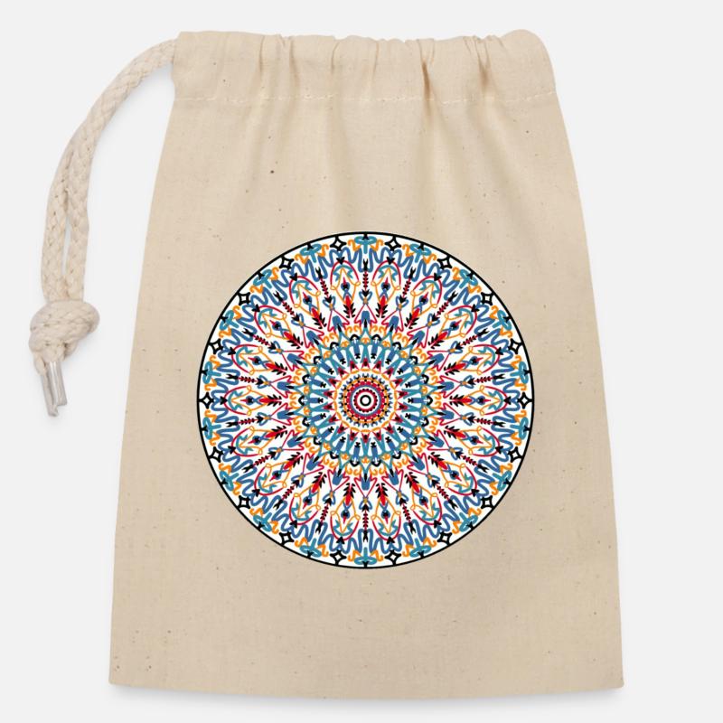 Mandala - Verschließbarer Geschenkbeutel aus Baumwolle (14x20cm) - Natur