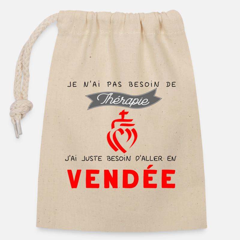 Vendée - thérapie - Sac cadeau en coton avec cordon (14 x 20 cm) - nature