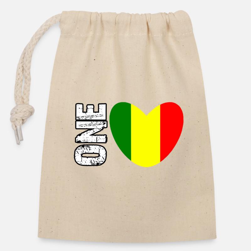 Cœur du drapeau du Mali avec un texte DISPARU - Sac cadeau en coton avec cordon (14 x 20 cm) - nature