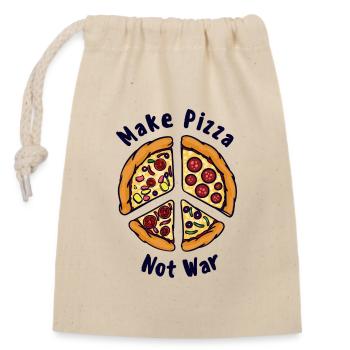 Pizza Peace Morceau de pizza manger de la pâte à pizza savoureuse - Sac cadeau en coton avec cordon (14 x 20 cm) - nature - Devant