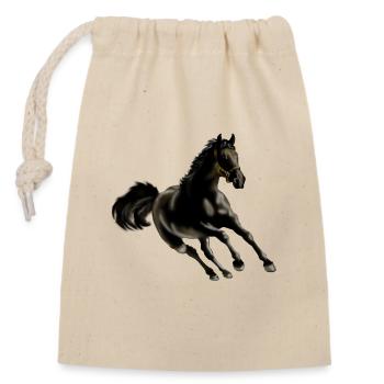 cheval - Sac cadeau en coton avec cordon (14 x 20 cm) - nature - Devant