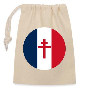 free france blason France croix de Lorraine - Closable cotton gift bag (14x20cm) - nature - Front