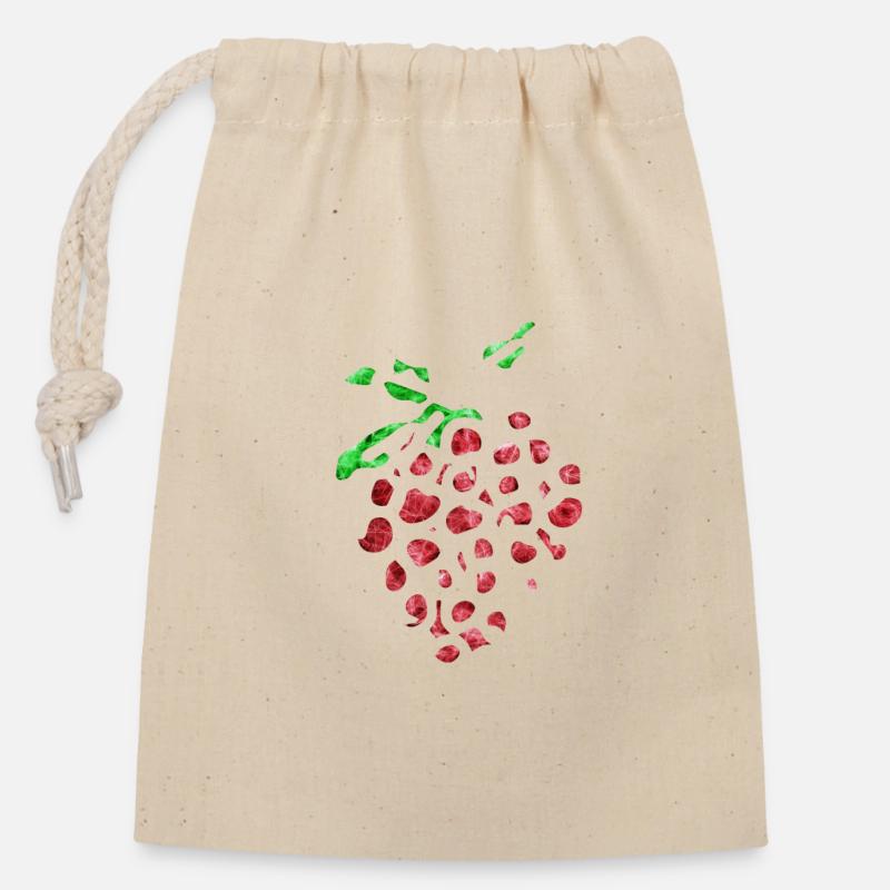 Crazy strawberry - Closable cotton gift bag (14x20cm) - nature