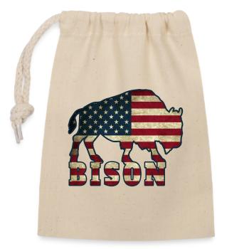 Etats-Unis Bison / Drapeau cadeau Western Buffalo - Sac cadeau en coton avec cordon (14 x 20 cm) - nature - Devant