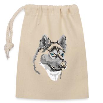 Husky - Sac cadeau en coton avec cordon (14 x 20 cm) - nature - Devant