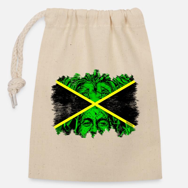 LION BOB JAMAICA - Closable cotton gift bag (14x20cm) - nature