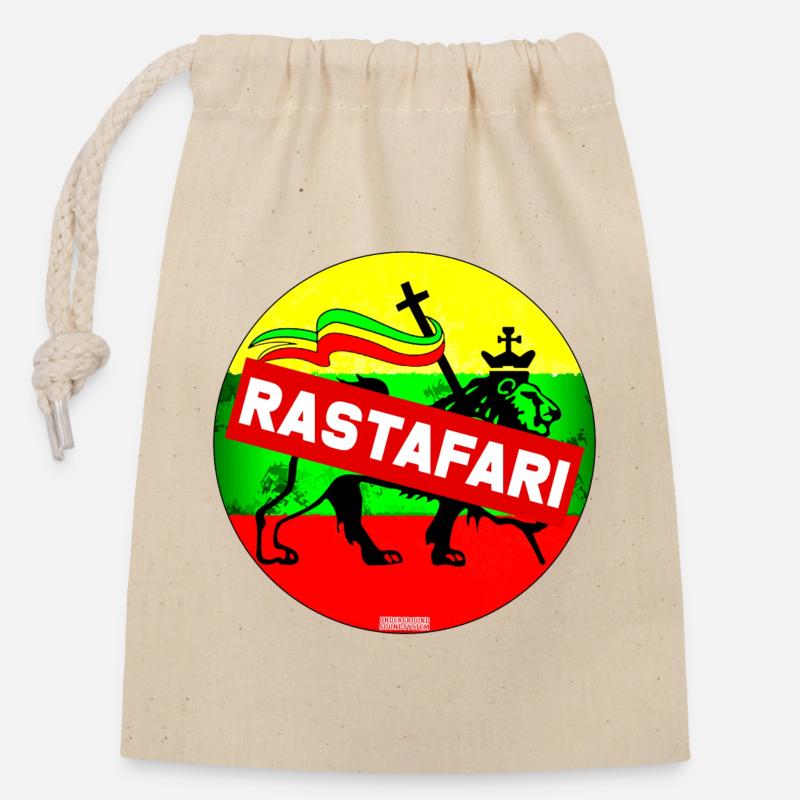 Bannière du Lion rastafari - Sac cadeau en coton avec cordon (14 x 20 cm) - nature