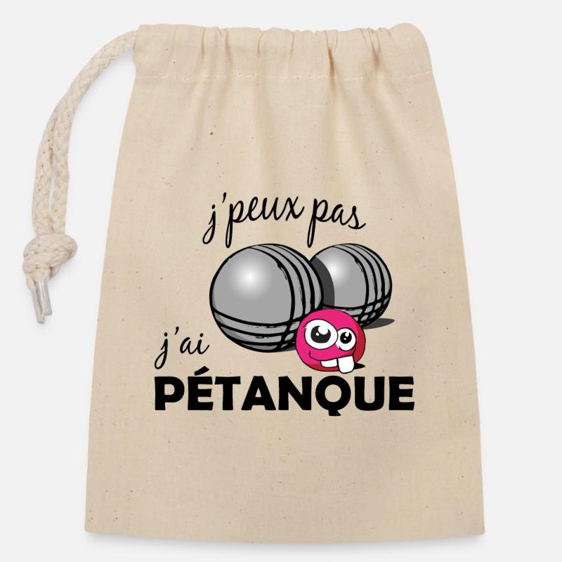 JPEUX PAS JAI PETANQUE - Sac cadeau en coton avec cordon (14 x 20 cm) - nature