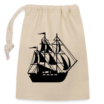 Schiff - Verschließbarer Geschenkbeutel aus Baumwolle (14x20cm) - Natur - Vorne