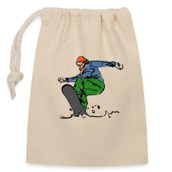 snowboarder - Sac cadeau en coton avec cordon (14 x 20 cm) - nature - Devant