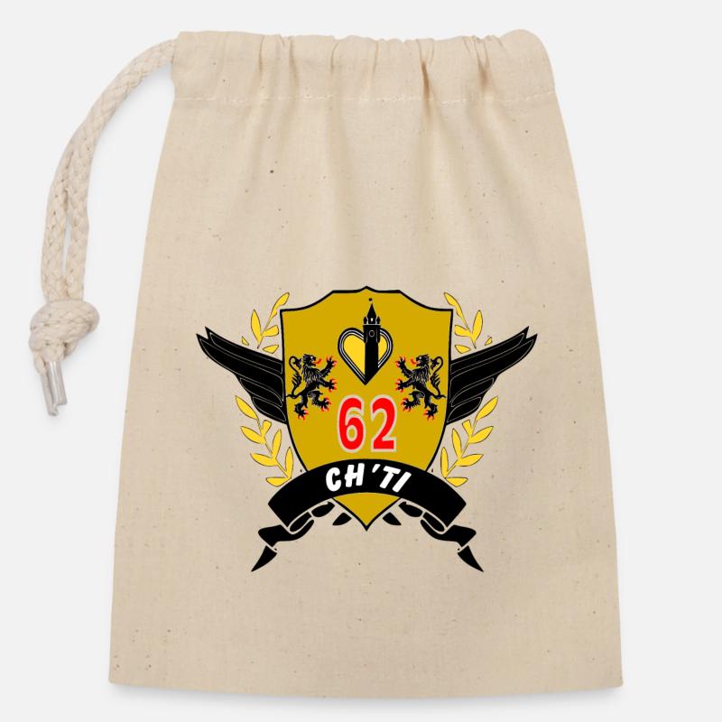 blason ch'ti - Sac cadeau en coton avec cordon (14 x 20 cm) - nature