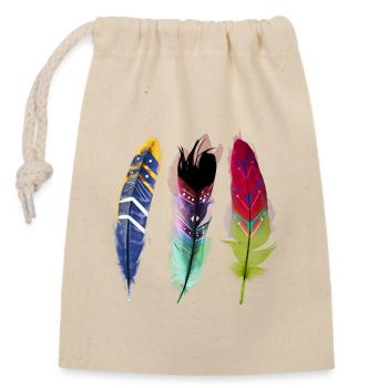 Colorful Feather Art Trio - Closable cotton gift bag (14x20cm) - nature - Front
