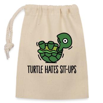 Turtle hates sit-ups - Closable cotton gift bag (14x20cm) - nature - Front