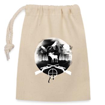 Élan chasseur - Sac cadeau en coton avec cordon (14 x 20 cm) - nature - Devant