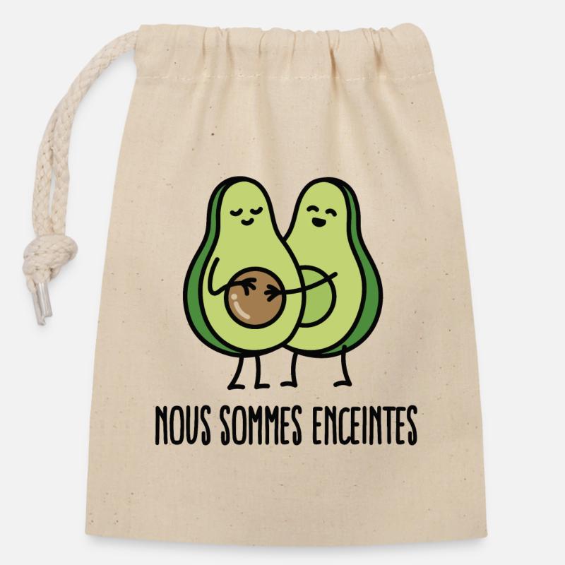 Nous sommes enceintes (avocat) - Sac cadeau en coton avec cordon (14 x 20 cm) - nature