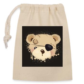 graffiti en peluche pirate avec cache-oeil - Sac cadeau en coton avec cordon (14 x 20 cm) - nature - Devant