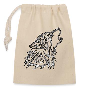 Howling Wolf Mandala - Closable cotton gift bag (14x20cm) - nature - Front