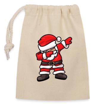 Dabbing Santa Santa Claus Dab Dance - Sac cadeau en coton avec cordon (14 x 20 cm) - nature - Devant