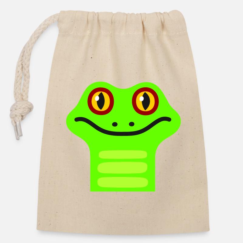 Süsser Frosch - Verschließbarer Geschenkbeutel aus Baumwolle (14x20cm) - Natur