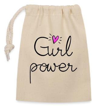 girl power avec coeur rose glitter - Sac cadeau en coton avec cordon (14 x 20 cm) - nature - Devant