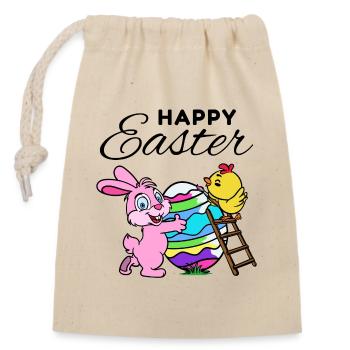 Joyeuses Pâques Lapin de Pâques Poussin de Pâques Sweet - Sac cadeau en coton avec cordon (14 x 20 cm) - nature - Devant