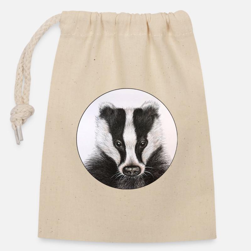 Badger /Badger - Closable cotton gift bag (14x20cm) - nature