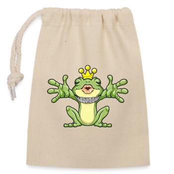 Frog Crown - Closable cotton gift bag (14x20cm) - nature - Front