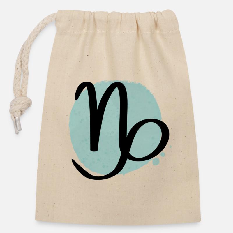 Zodiac sign Capricorn - Closable cotton gift bag (14x20cm) - nature