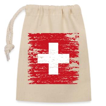 Croix suisse texturée rouge - Verschließbarer Geschenkbeutel aus Baumwolle (14x20cm) - Natur - Vorne