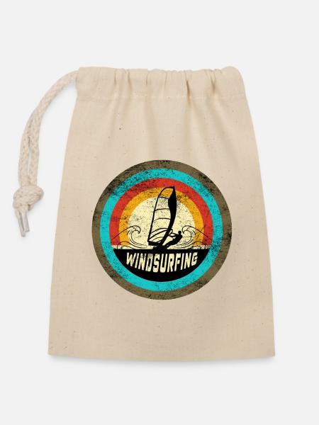 Windsurfing Design - Verschließbarer Geschenkbeutel aus Baumwolle (14x20cm) - Natur