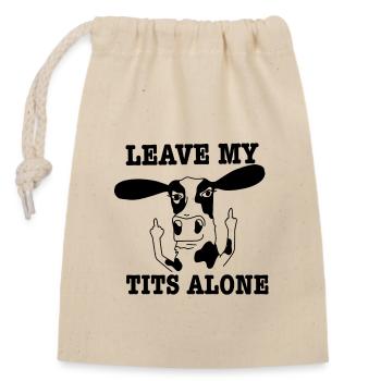 Vegan bien-être animal vache drôle doigt du milieu - Sac cadeau en coton avec cordon (14 x 20 cm) - nature - Devant