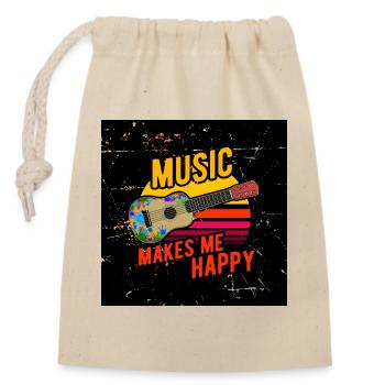 Ukulele face mask - Closable cotton gift bag (14x20cm) - nature - Front