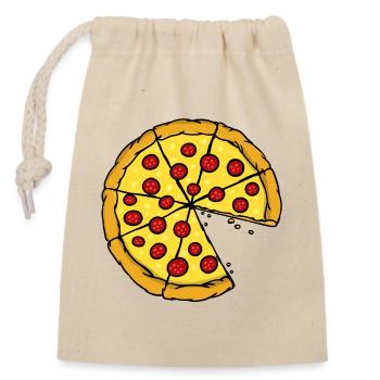 Look partenaire | Pizza amour couple couple drôle - Sac cadeau en coton avec cordon (14 x 20 cm) - nature - Devant