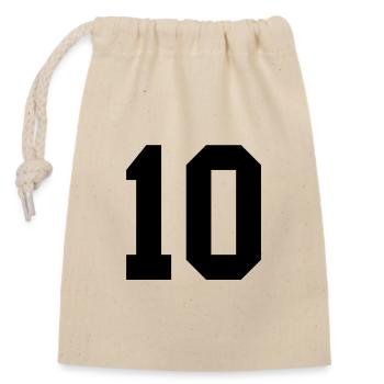 Number Design 10 – Sporty Block Style - Closable cotton gift bag (14x20cm) - nature - Front