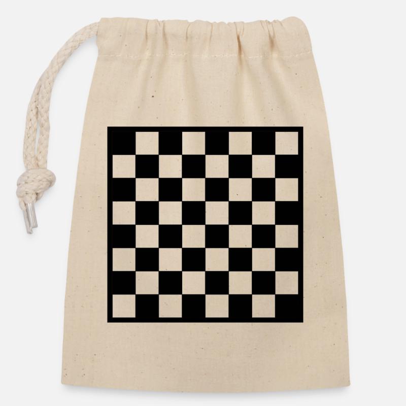 Échecs | échecs - Sac cadeau en coton avec cordon (14 x 20 cm) - nature