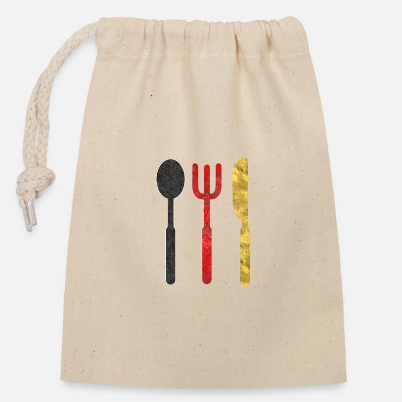 BlackRedGold - Closable cotton gift bag (14x20cm) - nature