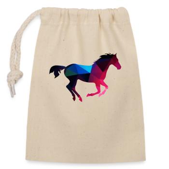 Horse horses rider ride animal gallop foal Heng - Closable cotton gift bag (14x20cm) - nature - Front