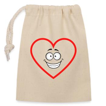 expectant heart comicstyle sticker sticker - Closable cotton gift bag (14x20cm) - nature - Front